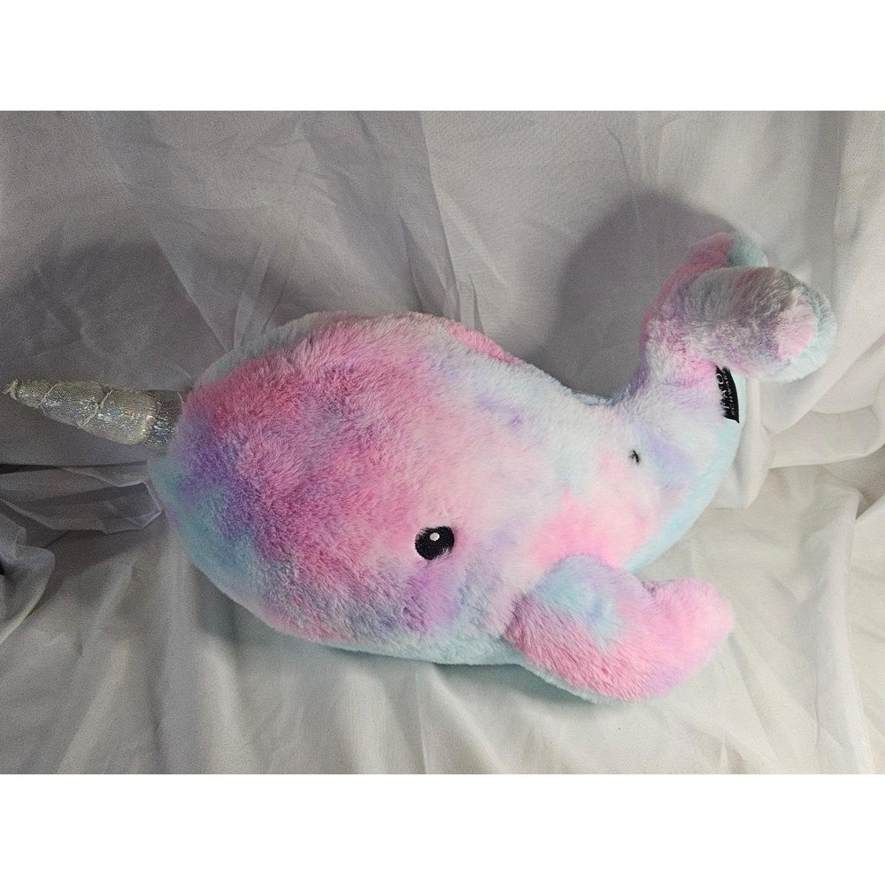 FAO Schwarz Narwhal Plush Stuffed Animal Pastel Tie Dye Silver Glitter Horn 2020